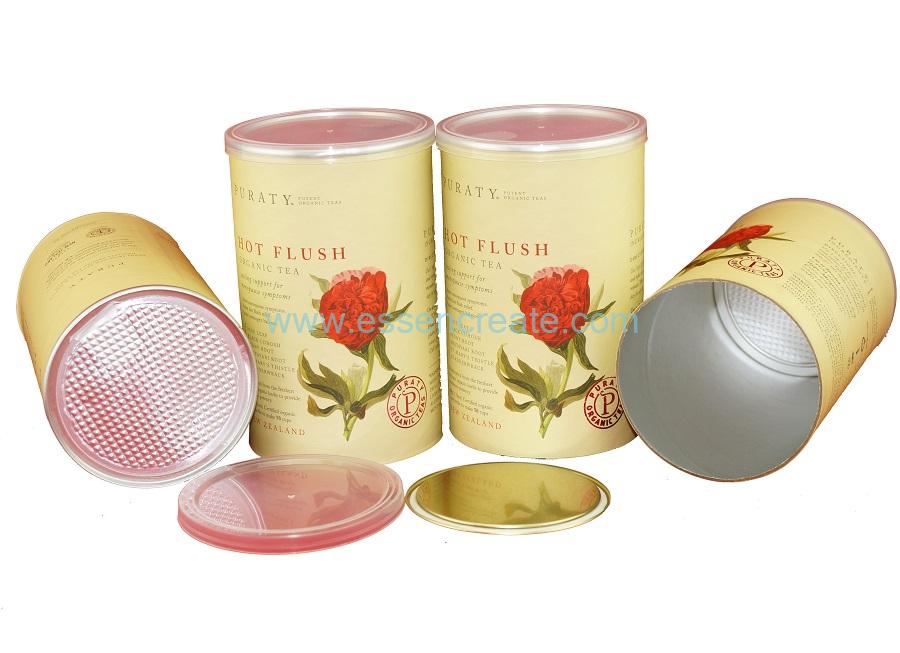 Composite Flowers Paper Tube Organic Tea Packaging Canister