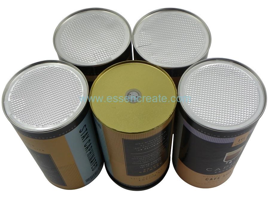 Latas de papel de grãos de café com válvula