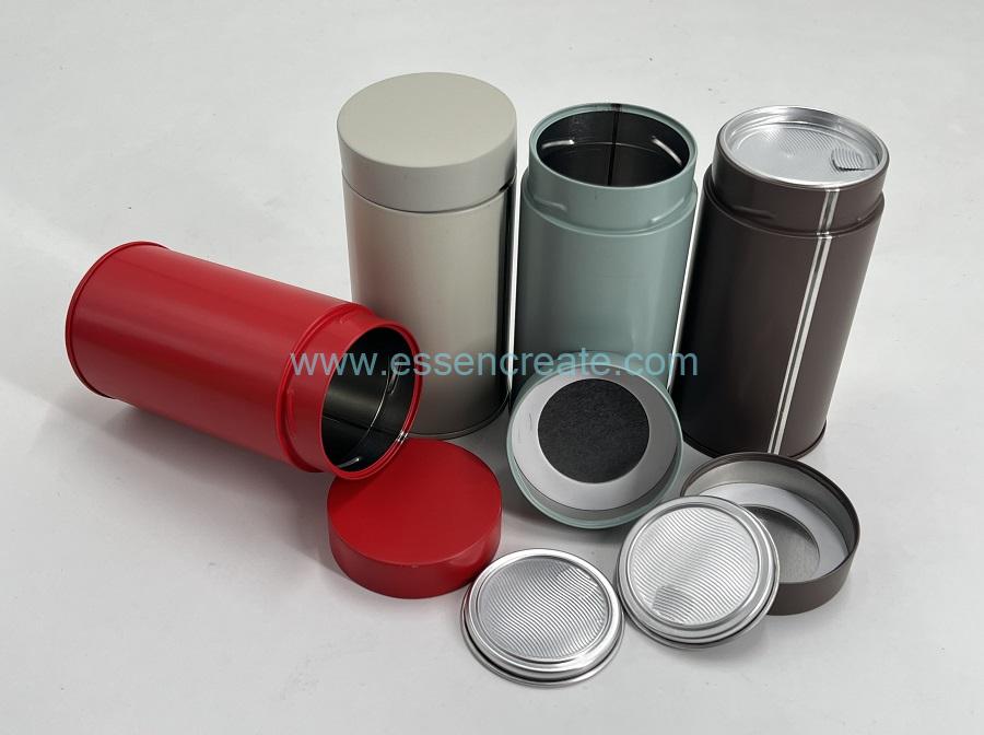 Latas de metal com tampa fácil de remover