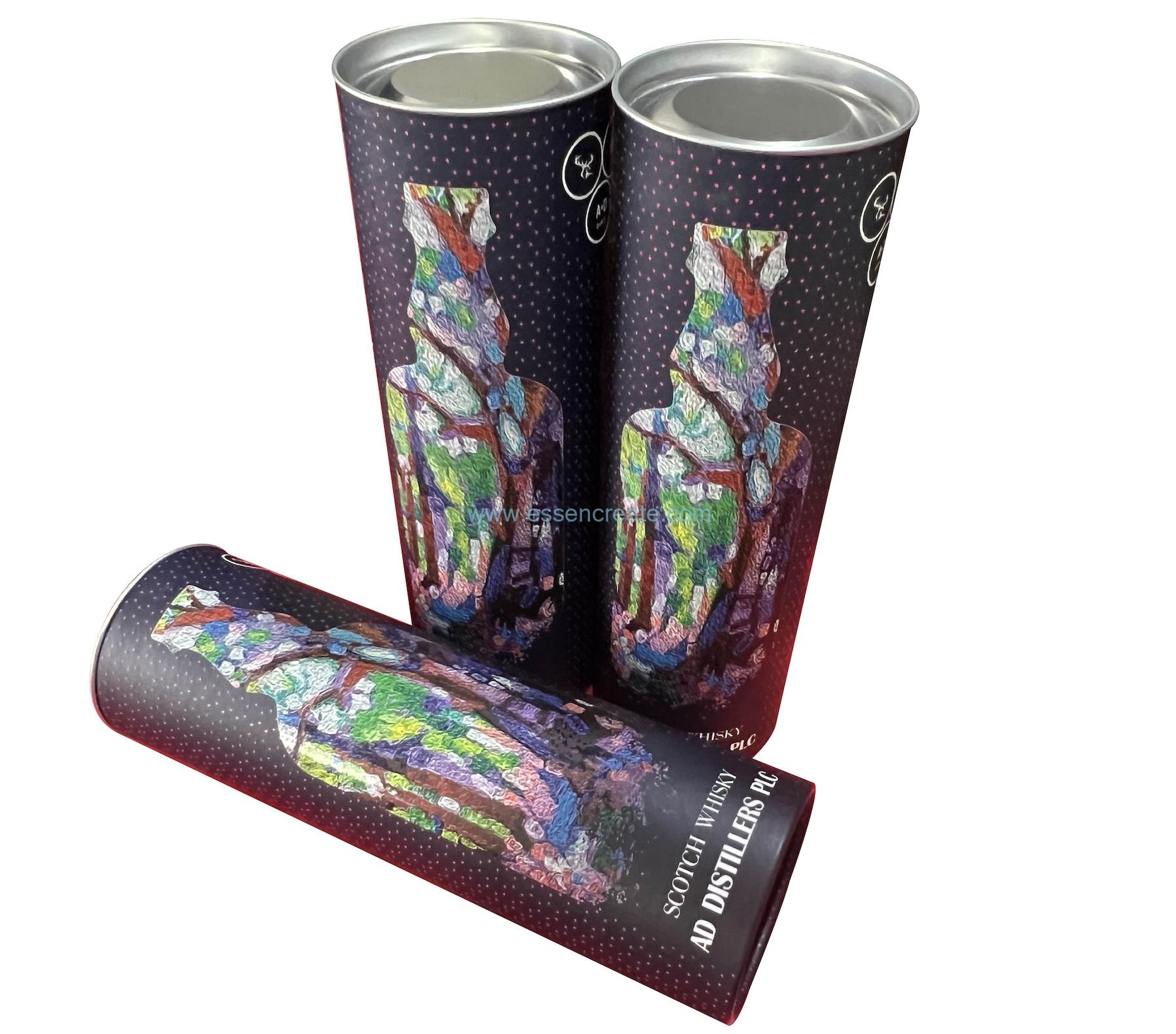 Tubo de papel com tampa de folha de flandres