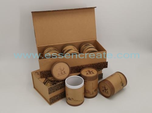 caixa de presente de chá kraft com latas de papel