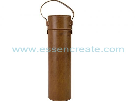 cilindro de couro pu tubo de embalagem de garrafa de vinho