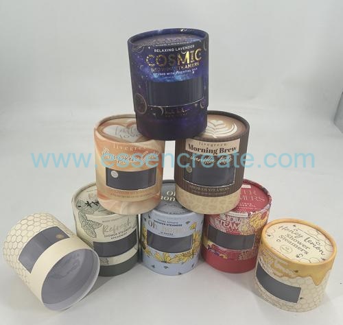 Custom design CMYK printed packaging paper tube with transparent windows